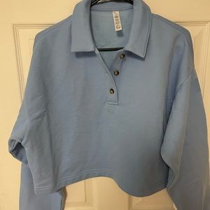 Alo Polo Henley Pullover, size S, color tile blue,
